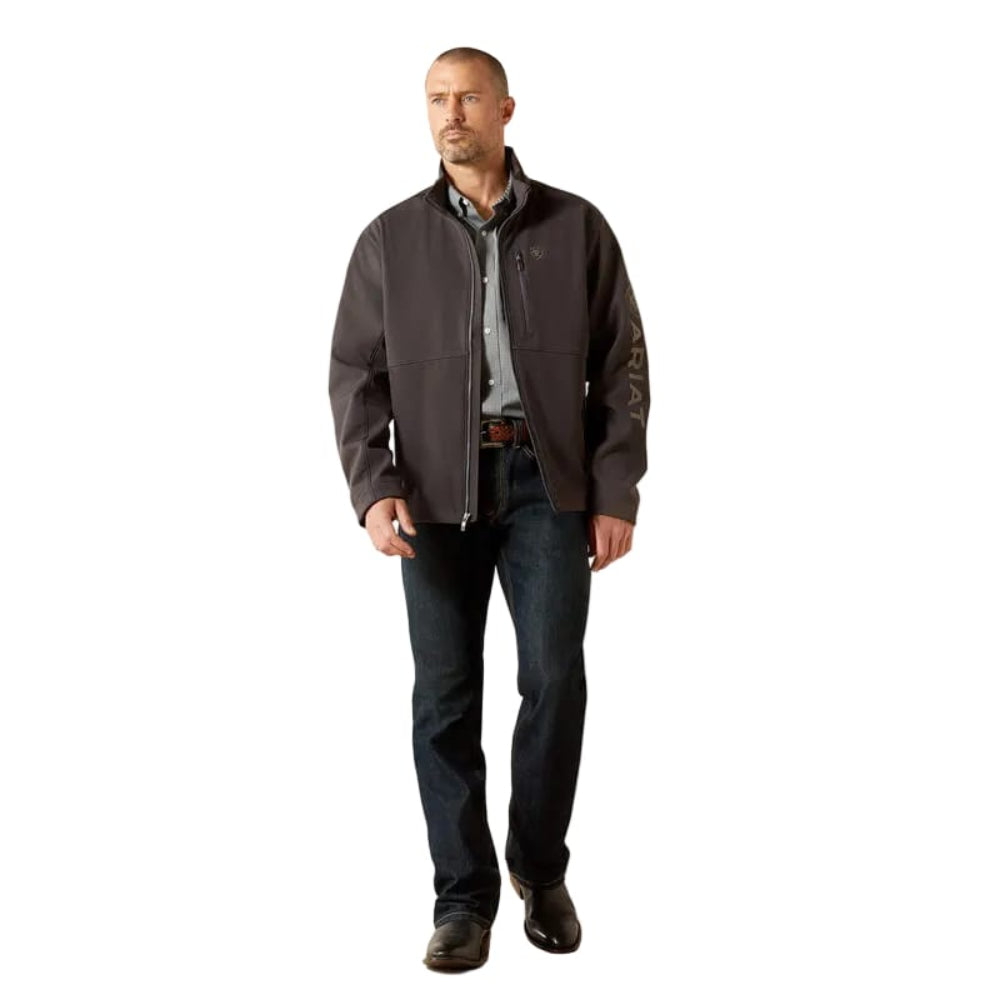 ARIAT Outerwear Ariat Men's Phantom Brown Logo Softshell Zipper Jacket 10062580