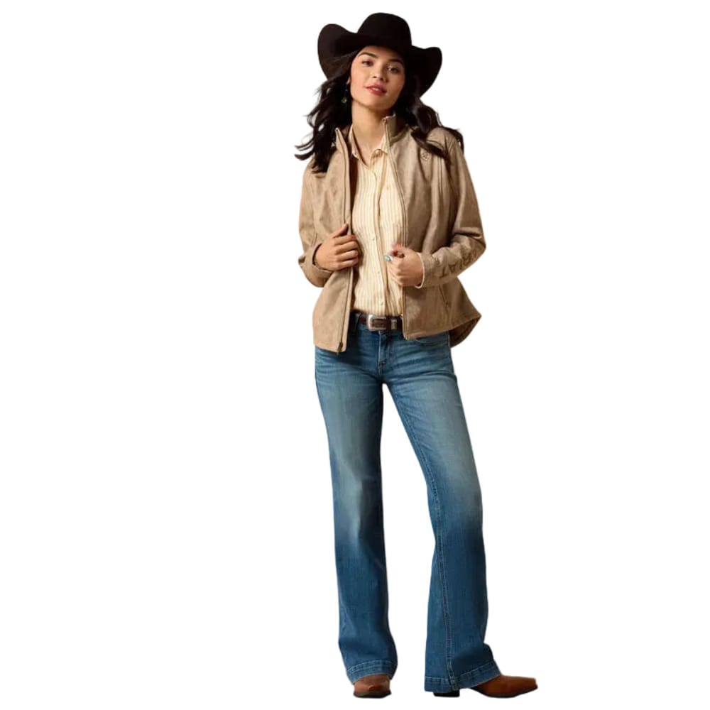 ARIAT Outerwear Ariat Women's Faded Leopard Print Logo Softshell Jacket 10079888