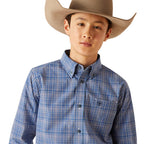ARIAT Shirts Ariat Boys Pro Series Pitt True Blue Classic Fit Long Sleeve Shirt 10047297