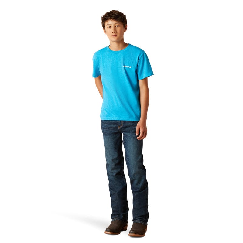 ARIAT Shirts Ariat Boys Western Wire Turquoise Heather Short Sleeve T-Shirt 10047912