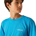ARIAT Shirts Ariat Boys Western Wire Turquoise Heather Short Sleeve T-Shirt 10047912