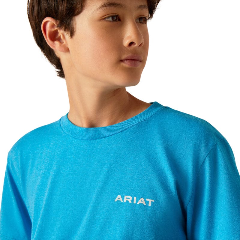 ARIAT Shirts Ariat Boys Western Wire Turquoise Heather Short Sleeve T-Shirt 10047912