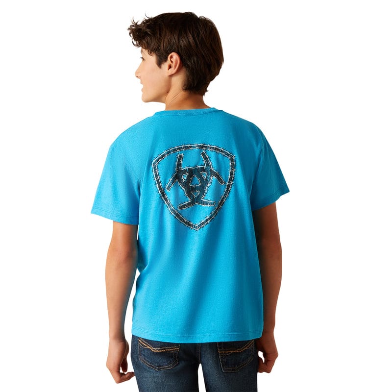 ARIAT Shirts Ariat Boys Western Wire Turquoise Heather Short Sleeve T-Shirt 10047912