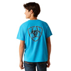 ARIAT Shirts Ariat Boys Western Wire Turquoise Heather Short Sleeve T-Shirt 10047912