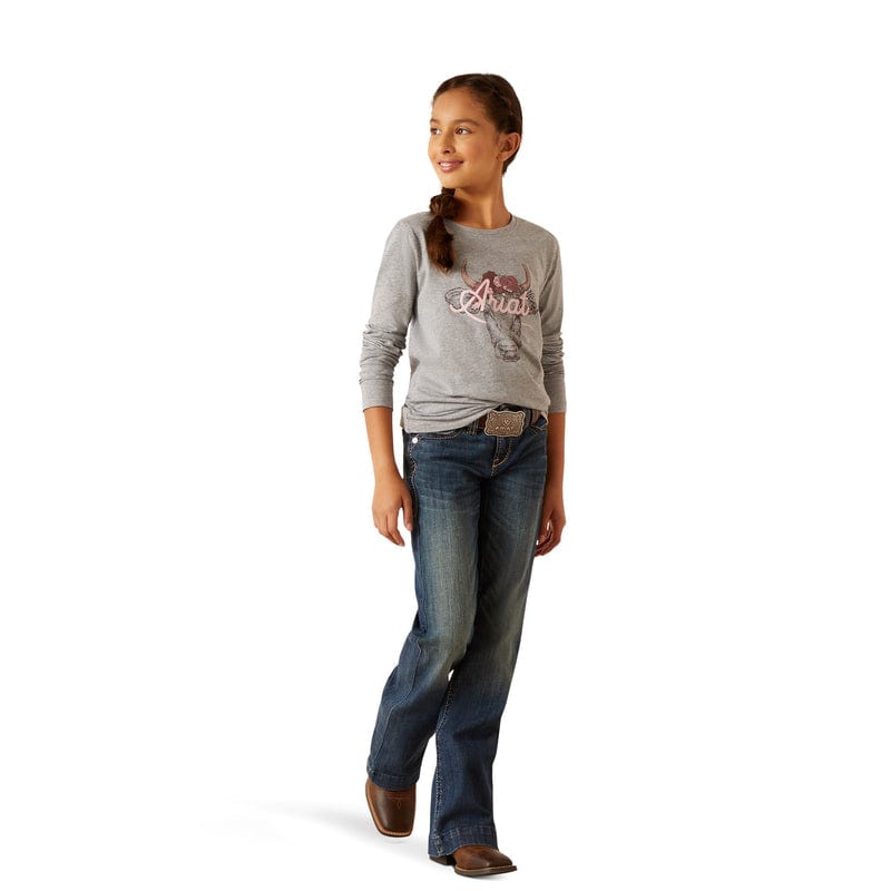 ARIAT Shirts Ariat Girls Fawna Heather Grey Long Sleeve T-Shirt 10047411