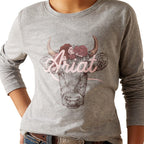 ARIAT Shirts Ariat Girls Fawna Heather Grey Long Sleeve T-Shirt 10047411