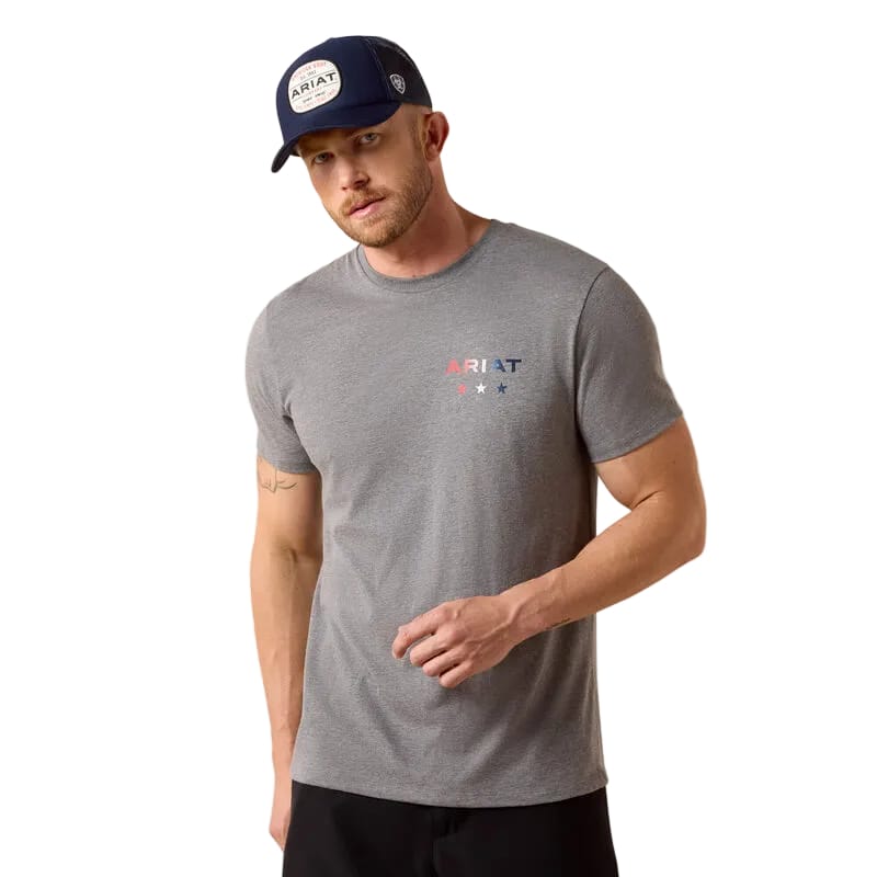 ARIAT Shirts Ariat Men's Athletic Heather USA Pat Badge T-Shirt 10080246