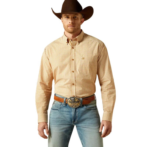 ARIAT Shirts Ariat Men's Beige Pro Series Beckett Button Down Western Shirt 10062176