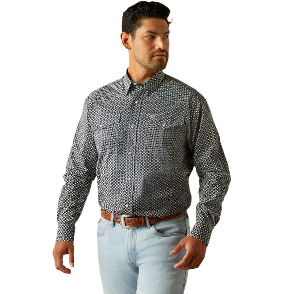 Ariat Kaiser Classic: Camicia Button Down Blu Scuro, Antipiega, Vestibilità Comoda Per Uomo