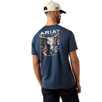 ARIAT Shirts Ariat Men's Blue Dusk Longhorn Patriot Bravery T-Shirt 10080248