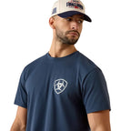 ARIAT Shirts Ariat Men's Blue Dusk Longhorn Patriot Bravery T-Shirt 10080248