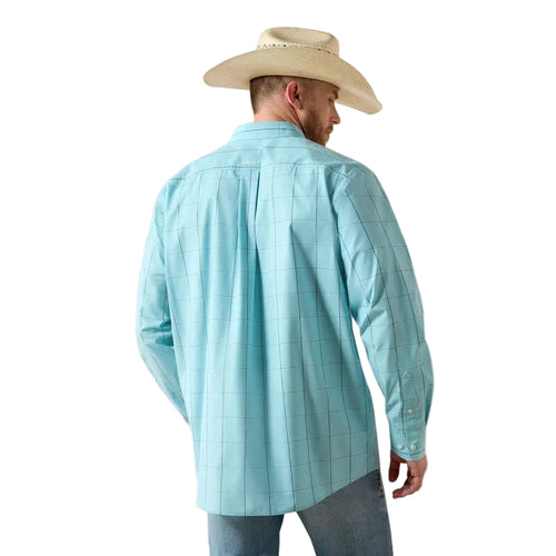 ARIAT Shirts Ariat Men's Blue Elixer Plaid Pro Series Platt Button Down Western Shirt 10071577
