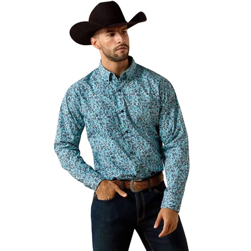 ARIAT Shirts Ariat Men's Blue Elixir Phelps Classic Fit Western Shirt 10071602