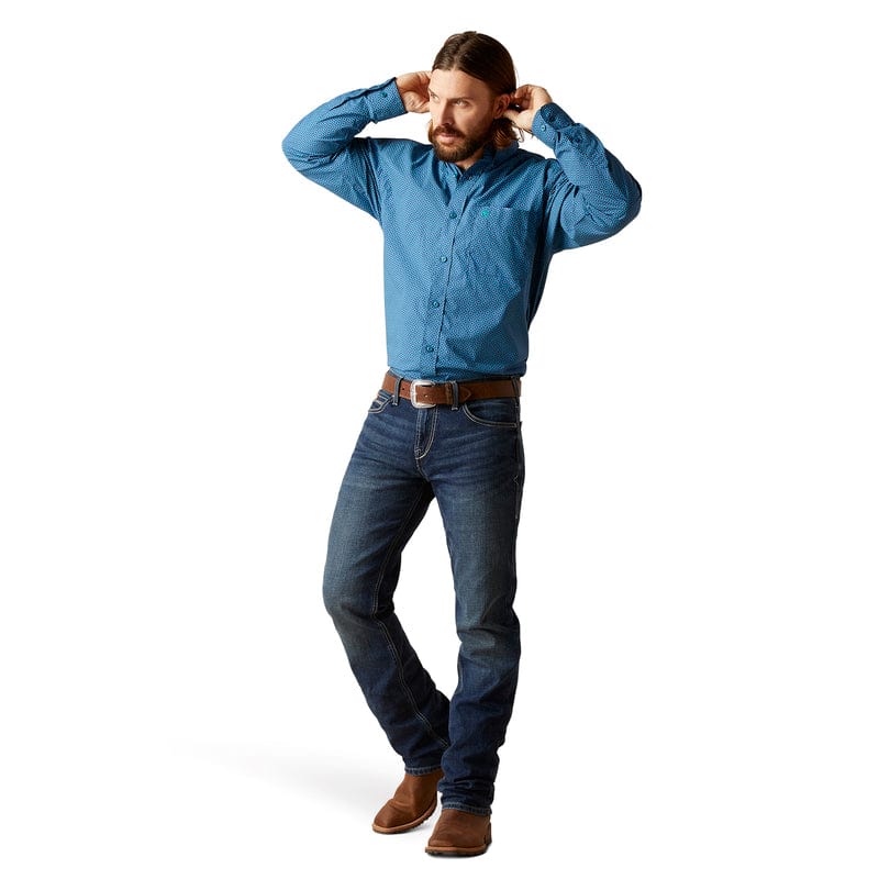 ARIAT Shirts Ariat Men's Braxton Spellbound Teal Classic Fit Long Sleeve Western Shirt 10046222