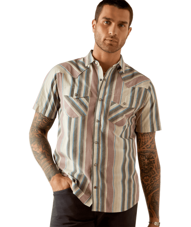 ARIAT Shirts Ariat Men's Hughie Retro Short Sleeve Western Snap Shirt 10054701