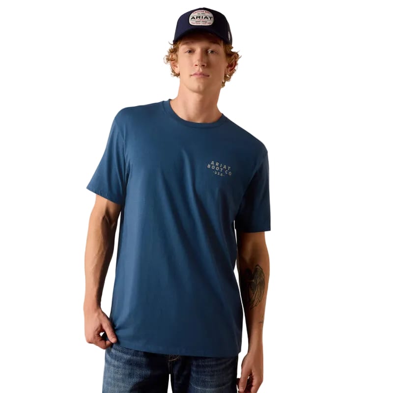 ARIAT Shirts Ariat Men's Key Largo Blue Drop Down Eagle T-Shirt 10073417