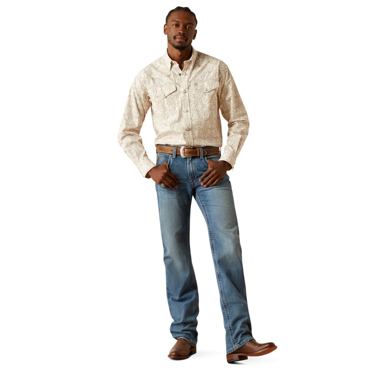 ARIAT Shirts Ariat Men's Khaki Wellington Snap Western Shirt 10058758
