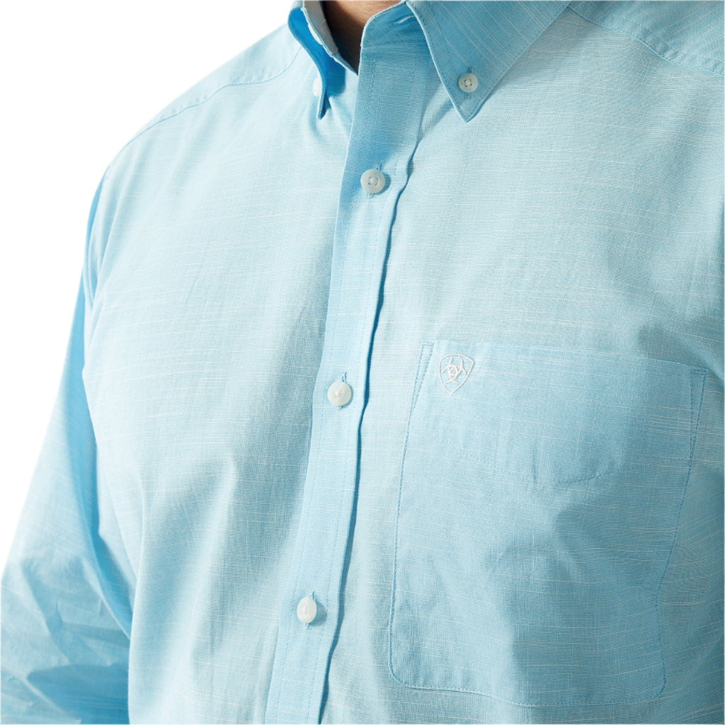 ARIAT Shirts Ariat Men's Light Blue Solid Slub Button Down Western Shirt 10058785