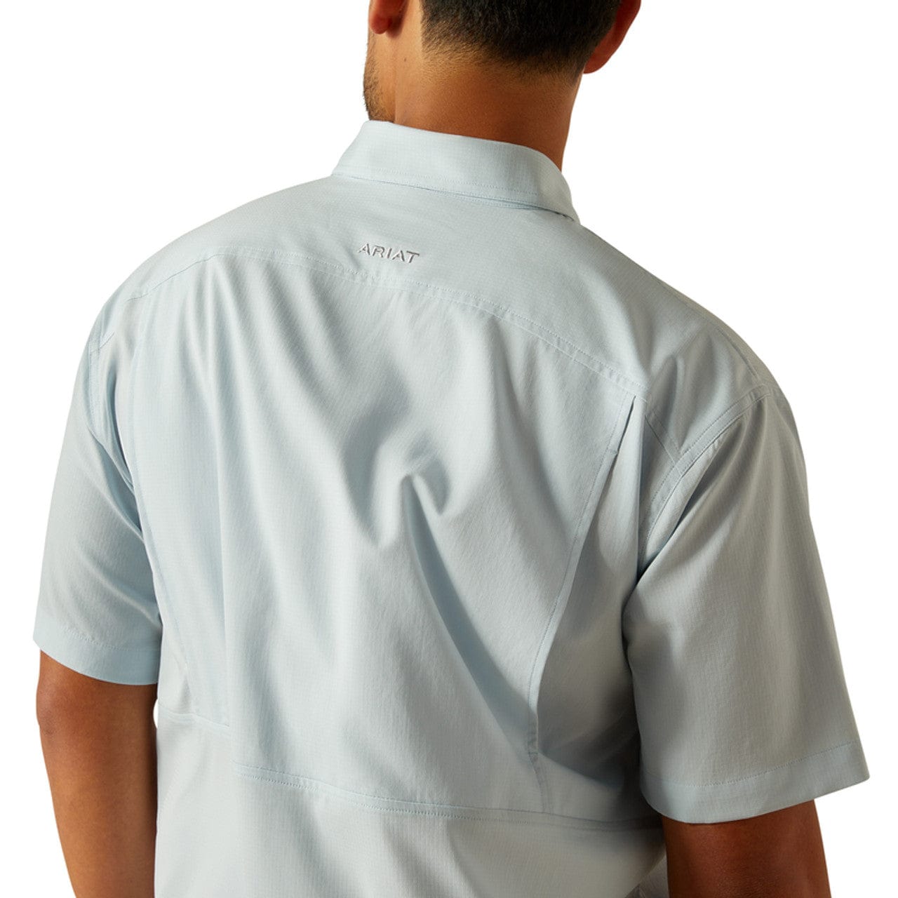 ARIAT Shirts Ariat Men's Light Blue VentTek Papyrus Short Sleeve Button Down Shirt 10058814