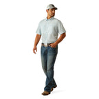 ARIAT Shirts Ariat Men's Light Blue VentTek Papyrus Short Sleeve Button Down Shirt 10058814