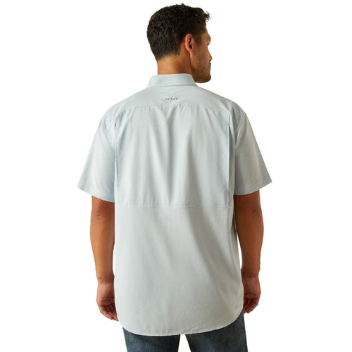 ARIAT Shirts Ariat Men's Light Blue VentTek Papyrus Short Sleeve Button Down Shirt 10058814