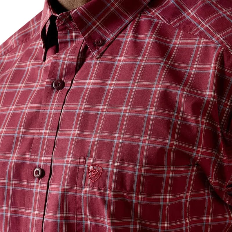 ARIAT Shirts Ariat Men's Maroon Banner Plaid Pro Series Tidus Western Shirt 10071581