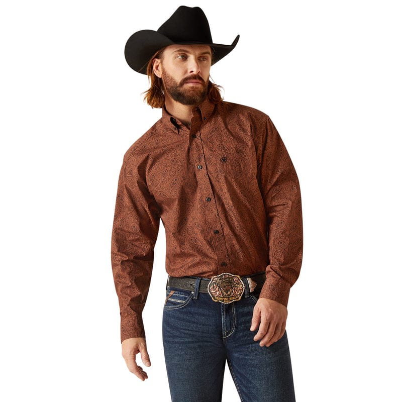 ARIAT Shirts Ariat Men's Nicky Brown Classic Fit Long Sleeve Western Shirt 10047385