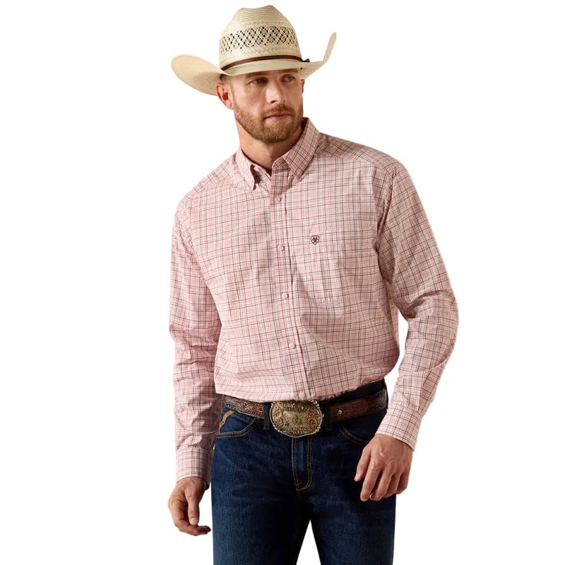 ARIAT Shirts Ariat Men's Peach Plaid Pro Series Theoden Classic Western Shirt 10071584