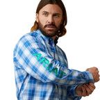 ARIAT Shirts Ariat Men's Pro Series Team Daxton Blue Classic Fit Long Sleeve Shirt 10045063