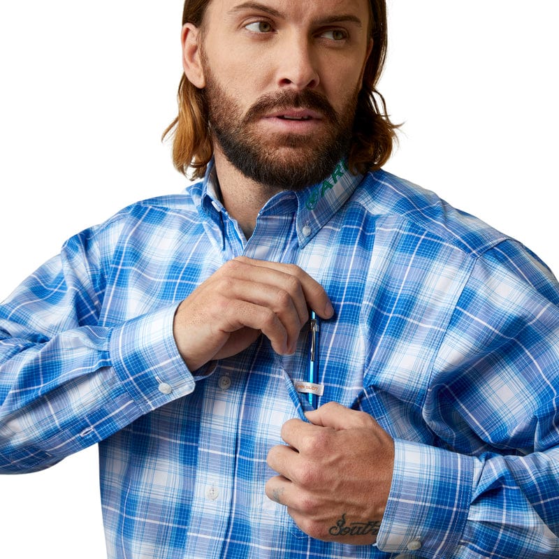 ARIAT Shirts Ariat Men's Pro Series Team Daxton Blue Classic Fit Long Sleeve Shirt 10045063