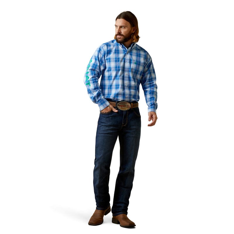 ARIAT Shirts Ariat Men's Pro Series Team Daxton Blue Classic Fit Long Sleeve Shirt 10045063