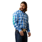 ARIAT Shirts Ariat Men's Pro Series Team Daxton Blue Classic Fit Long Sleeve Shirt 10045063