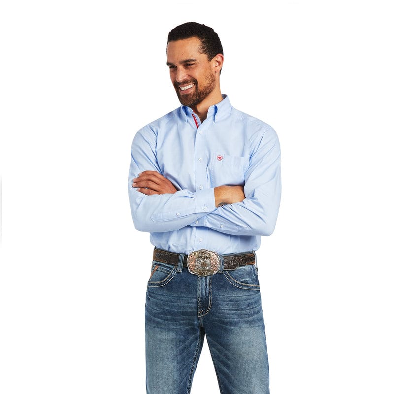 ARIAT Shirts Ariat Men's Pro Series Windsurfer Blue Fisher Classic Fit Long Sleeve Shirt 10040551