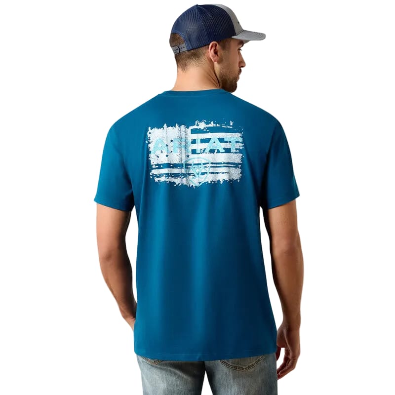 ARIAT Shirts Ariat Men's Sailor Blue Liquid Stamp Flag T-Shirt 10062952
