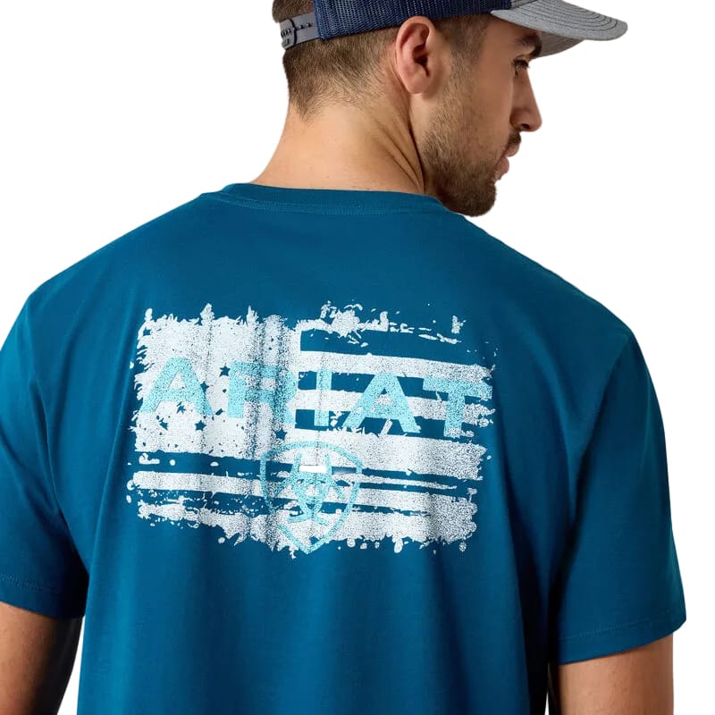 ARIAT Shirts Ariat Men's Sailor Blue Liquid Stamp Flag T-Shirt 10062952