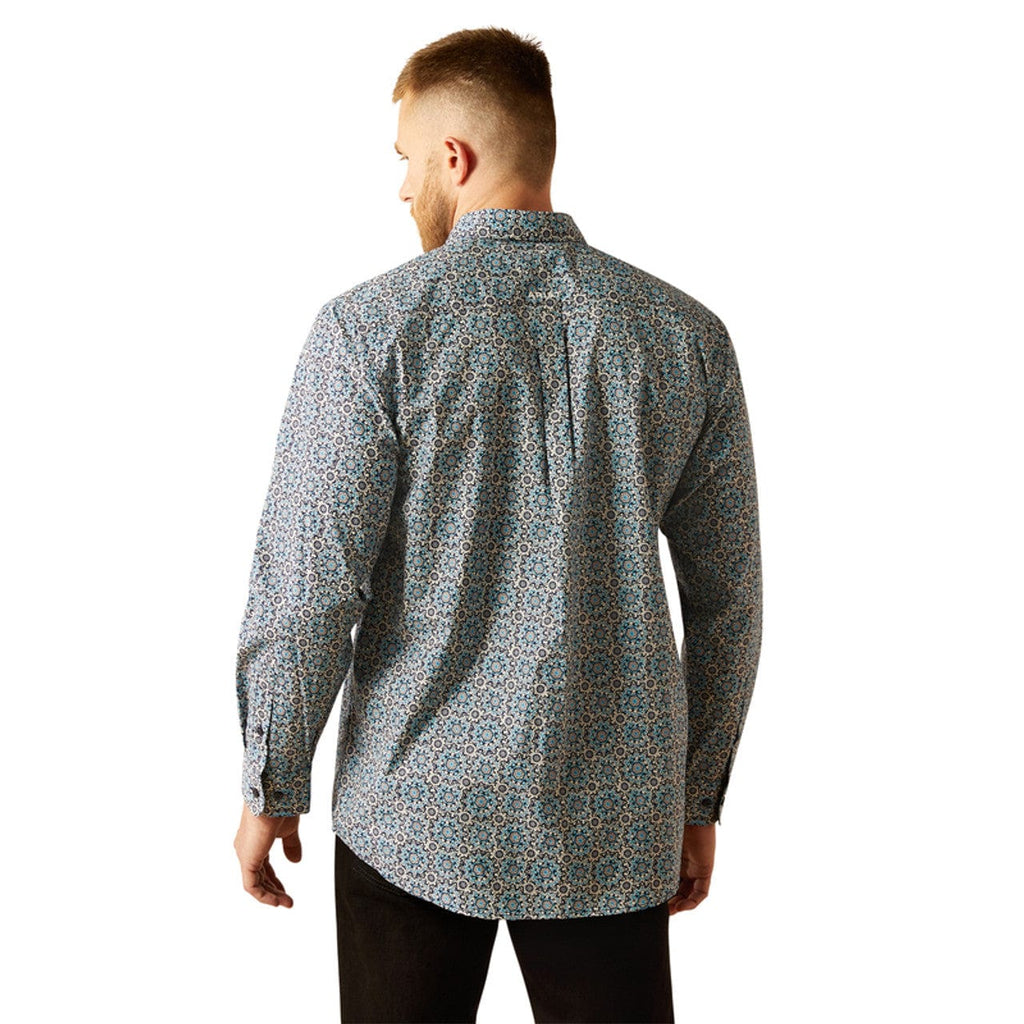 ARIAT Shirts Ariat Men's Santiago Dark Teal Print Long Sleeve Western Shirt 10058967