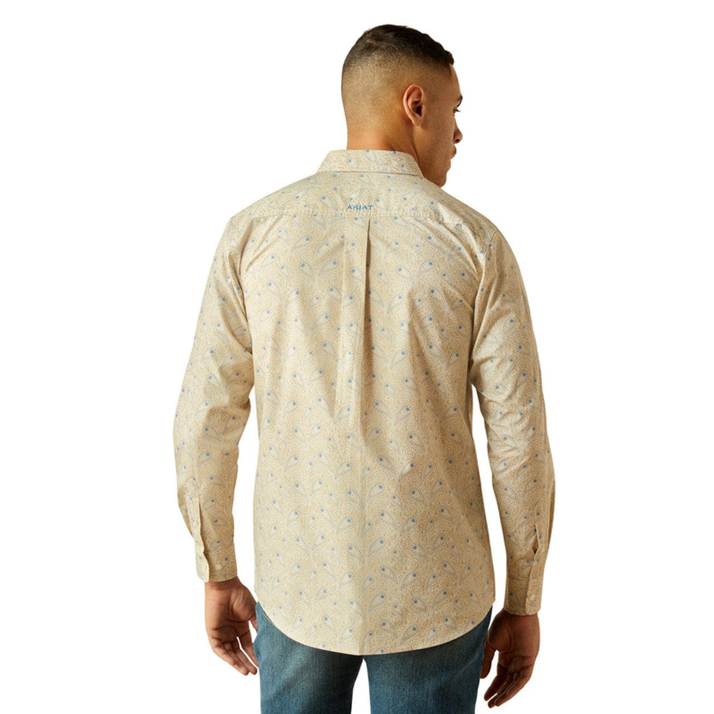 ARIAT Shirts Ariat Men's Team Alder Fitted Khaki Print Button Down Western Shirt 10058978