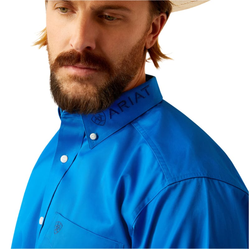 ARIAT Shirts Ariat Men's Team Logo Blue Twill Classic Fit Shirt 10055237