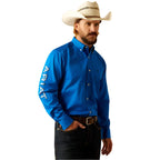 ARIAT Shirts Ariat Men's Team Logo Blue Twill Classic Fit Shirt 10055237