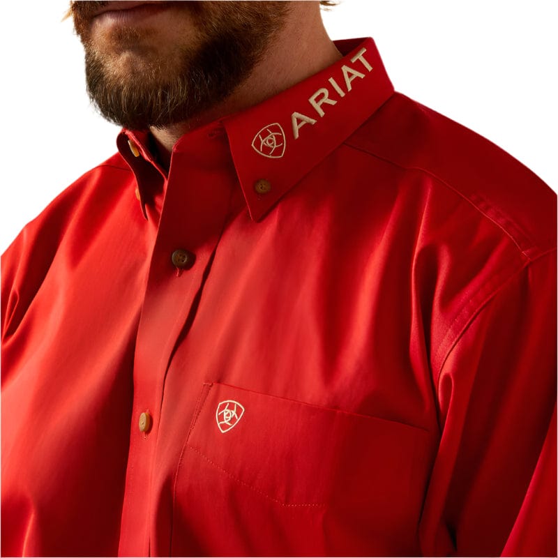 ARIAT Shirts Ariat Men's Team Logo Red Twill Classic Fit Shirt 10055236