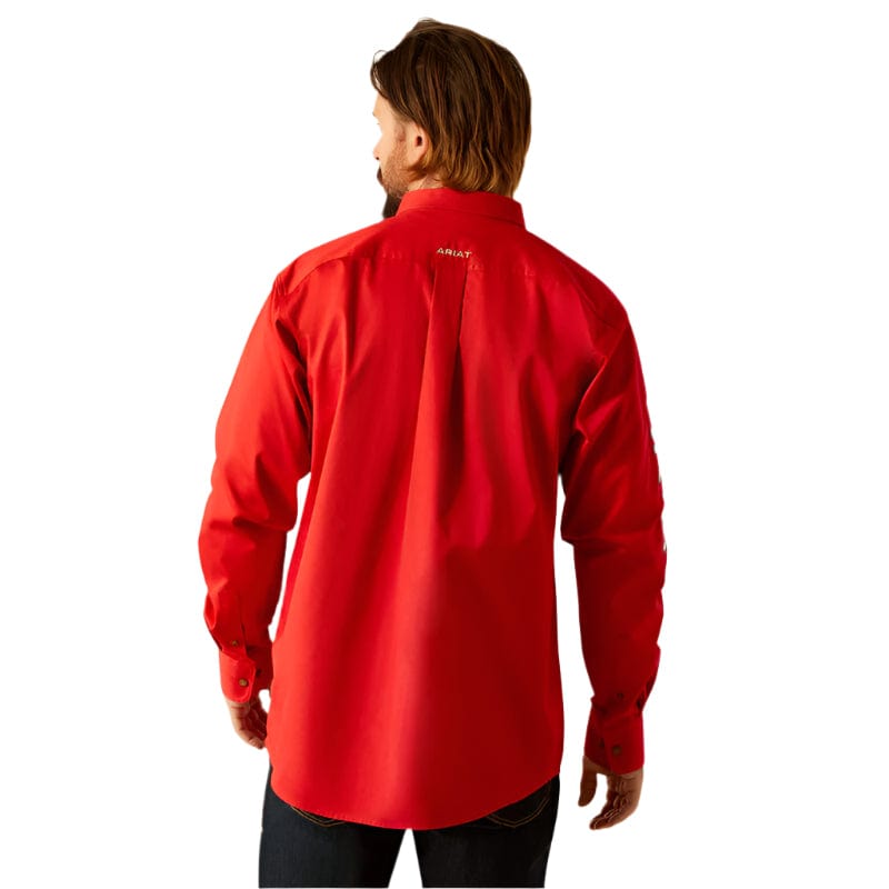 Ariat Men's Team Logo Red Twill Classic Fit Shirt 10055236
