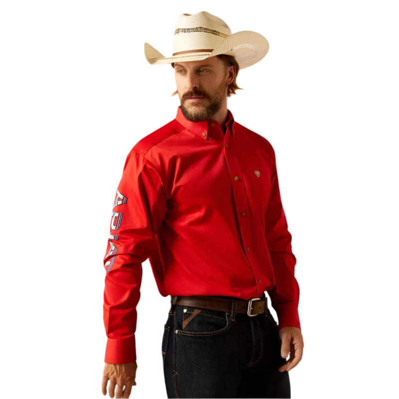 ARIAT Shirts Ariat Men's Team Logo Red Twill Classic Fit Shirt 10055236