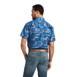 ARIAT Shirts Ariat Men's VentTek Island Print Western Fitted Short Sleeve Shirt 10040455