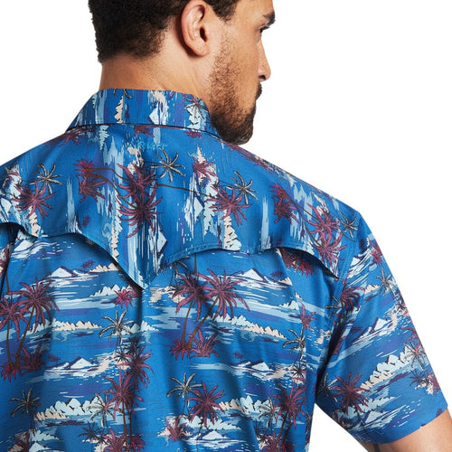 ARIAT Shirts Ariat Men's VentTek Island Print Western Fitted Short Sleeve Shirt 10040455