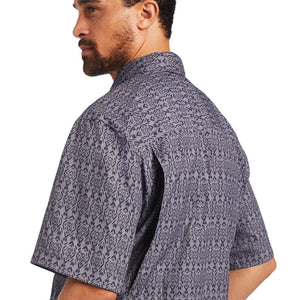 ARIAT Shirts Ariat Men's VentTek Outbound Blue Serape Print Classic Fit Short Sleeve Shirt 10040597