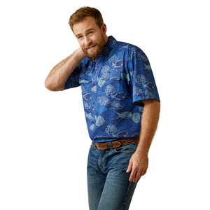 ARIAT Shirts Ariat Men's VentTek Outbound Skyfall Classic Fit Short Sleeve Shirt 10045023