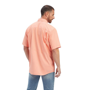 ARIAT Shirts Ariat Men's VentTek Peach Pink Outbound Classic Fit Short Sleeve Shirt 10041123