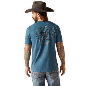 ARIAT Shirts Ariat Men's Western Wire Steel Blue Heather Short Sleeve T-Shirt 10047902