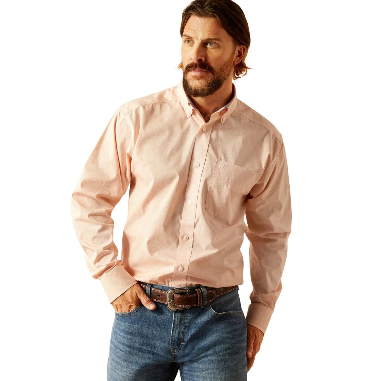 ARIAT Shirts Ariat Men's Wrinkle Free Pink Ashton Long Sleeve Shirt 10054688