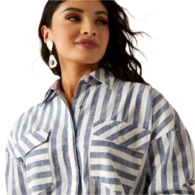 baggy dress shirt womens Ariat Women's Baggy Button Up Shirt in Cloud Dancer